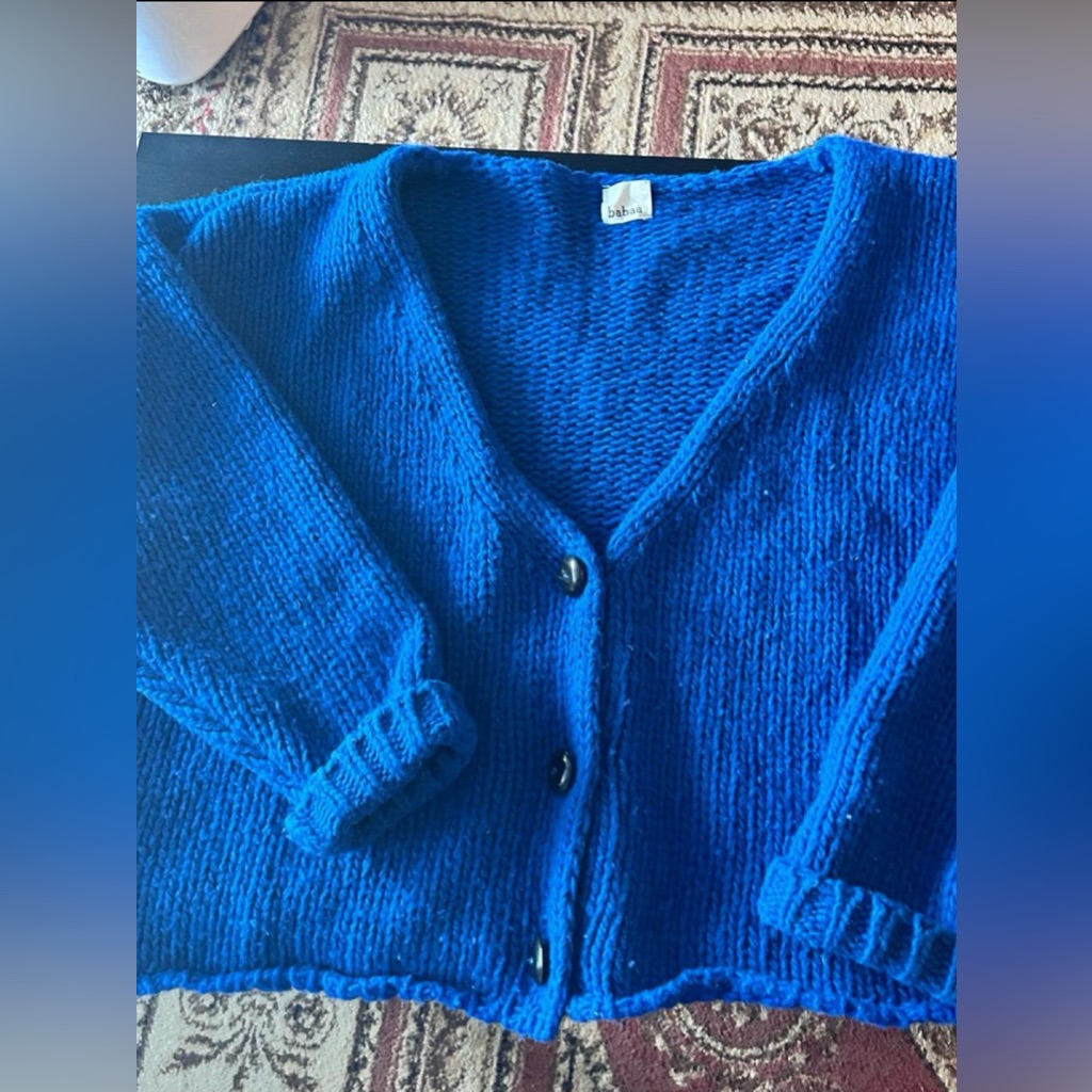 Babaa Winter Skies Handknit Wool Cardigan